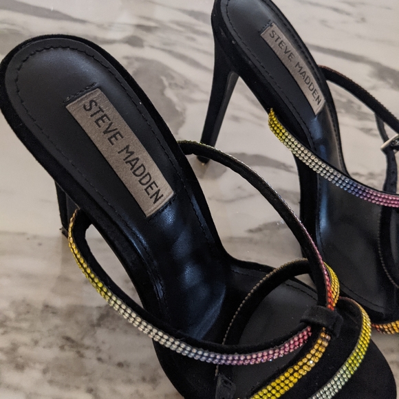 Steve Madden Festive Multi Rainbow Strappy Heels - Picture 5 of 11